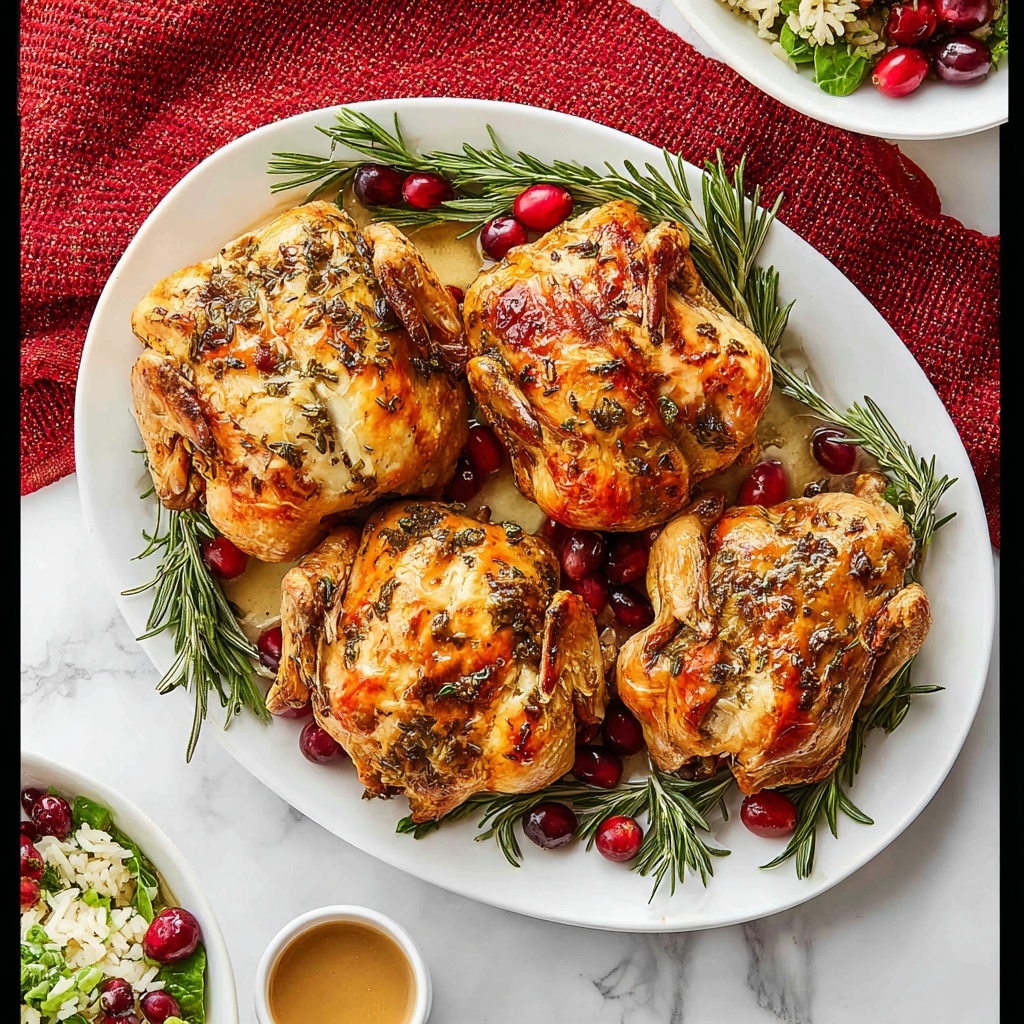 Christmas Stuffed Cornish Hens with Wild Rice and Apple Cranberry Filling Recipe - Recipe Image