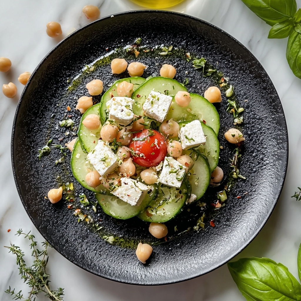 Herby Cucumber Salad with Feta and Chickpeas Recipe - Recipe Image
