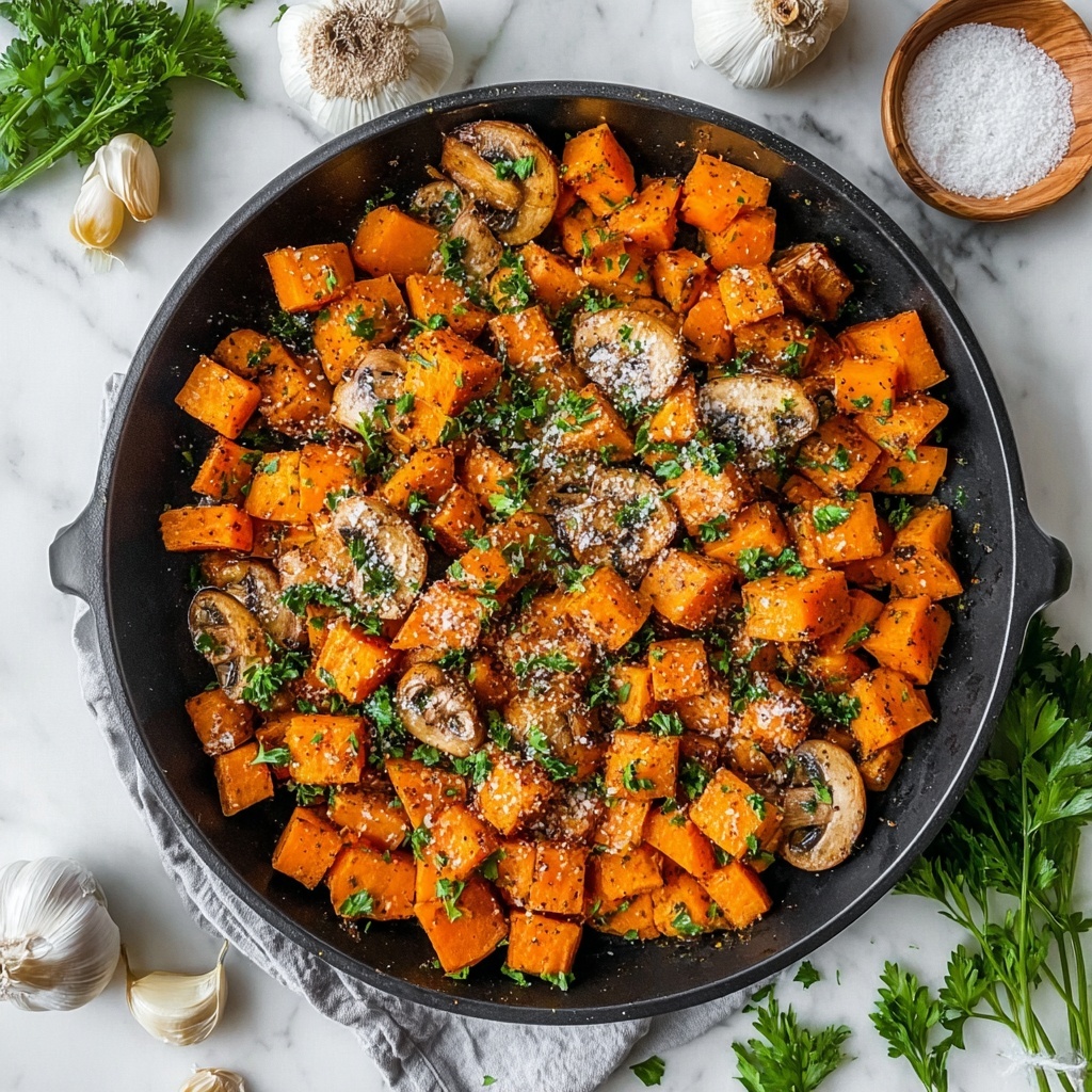 Garlic Butter Roasted Sweet Potatoes Recipe - Recipe Image