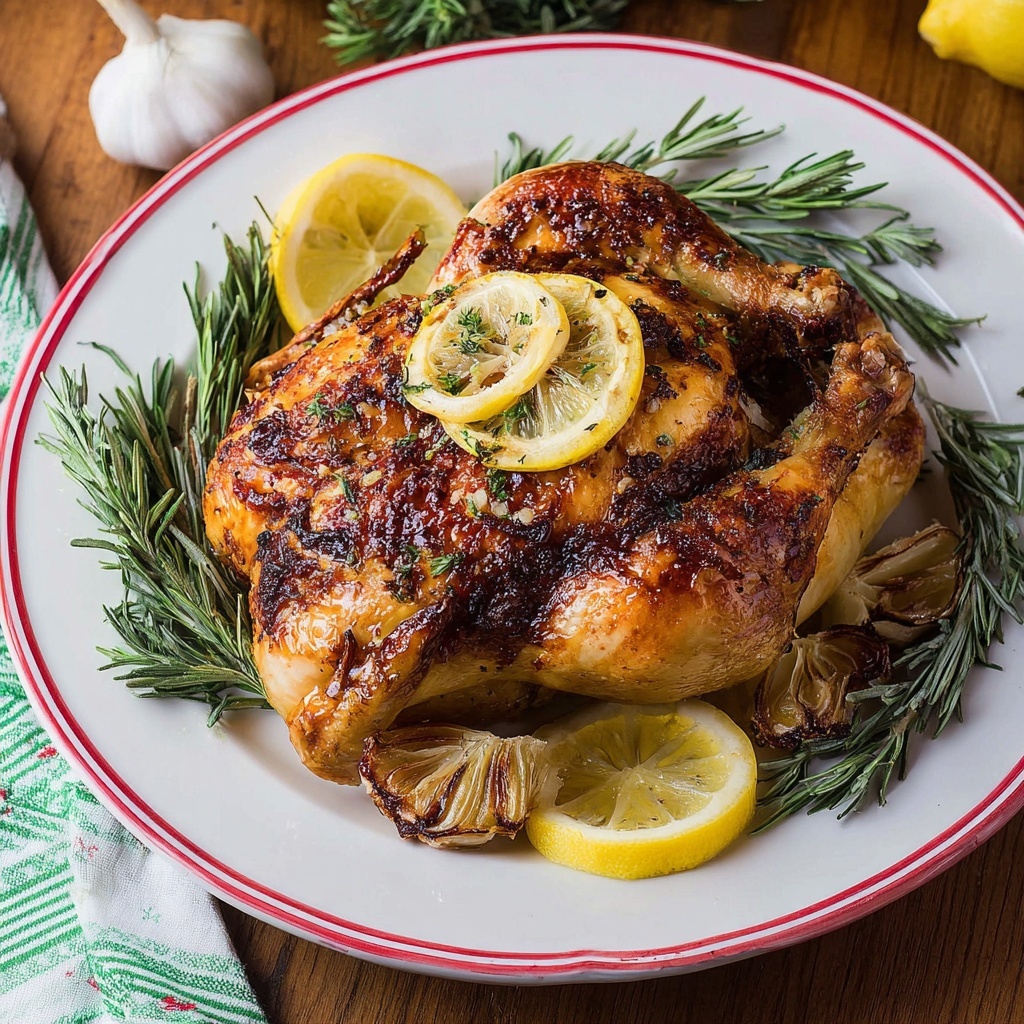 Holiday Roasted Whole Chicken with Garlic, Lemon, and Rosemary Recipe - Recipe Image