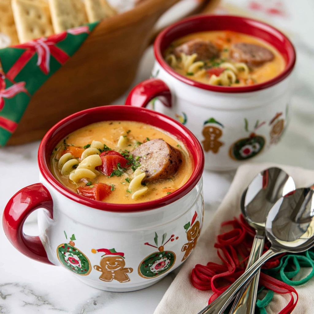 Christmas Soup with Pasta, Tomatoes, and Cheese Recipe - Recipe Image