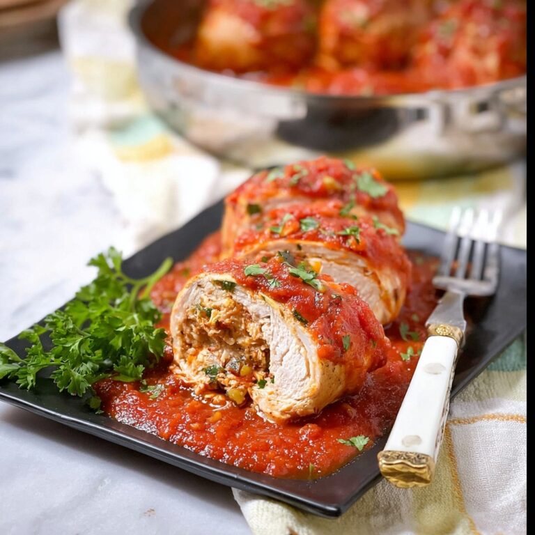 Pork Braciole with Cornbread-Parmesan Filling in Tomato Marinara Recipe
