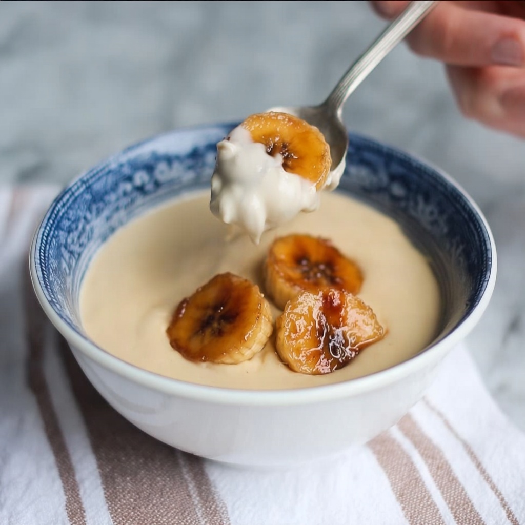 Butterscotch Pudding with Roasted Banana Whipped Cream Recipe - Recipe Image