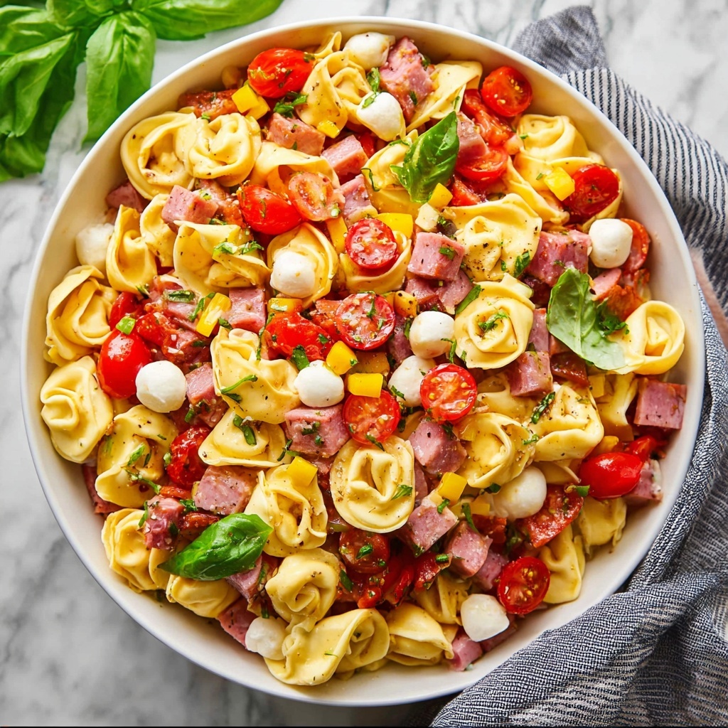 Tortellini Pasta Salad with Fresh Mozzarella, Salami, and Herb Vinaigrette Recipe - Recipe Image