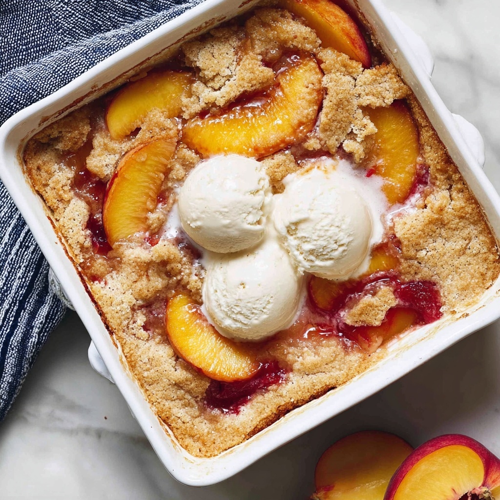 Sweet Peach Cobbler with Vanilla Ice Cream Recipe - Recipe Image