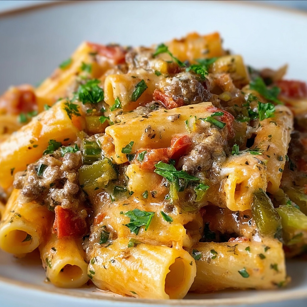 Rotel Pasta Recipe with Velveeta, Ground Chuck, and Cajun Seasoning Recipe - Recipe Image