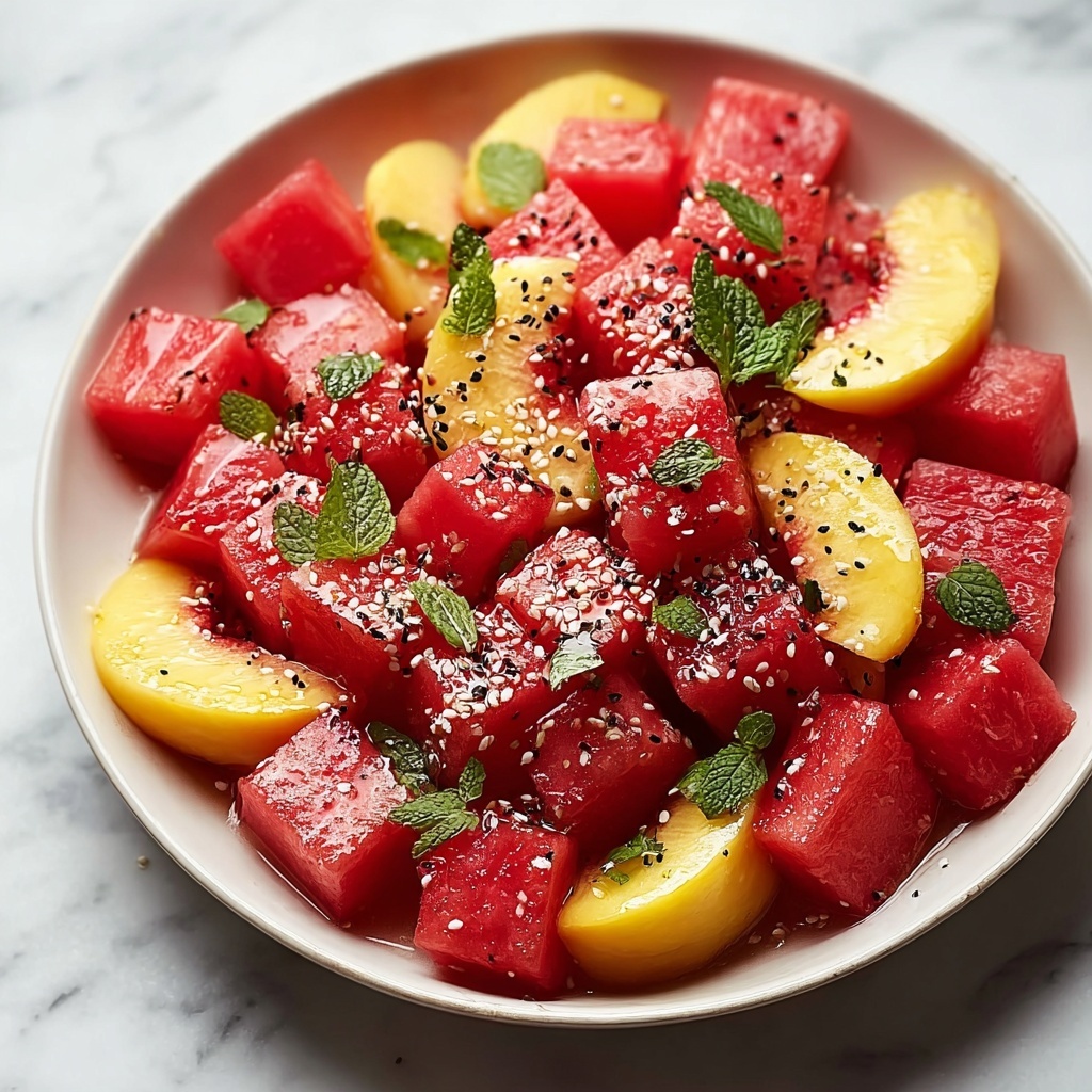 Peach Watermelon Salad with Fresh Herbs and Feta Recipe - Recipe Image