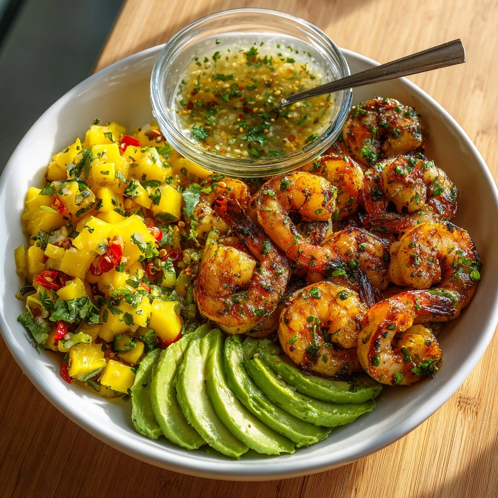 Shrimp and Avocado Bowls with Mango Salsa & Lime-Chili Sauce Recipe - Recipe Image