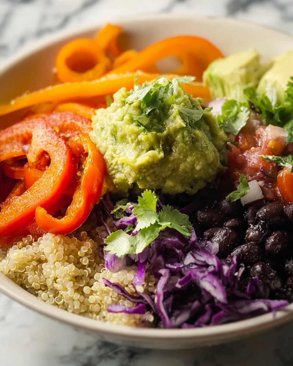 Black Bean & Quinoa Bowl with Guacamole and Veggies Recipe - Recipe Image