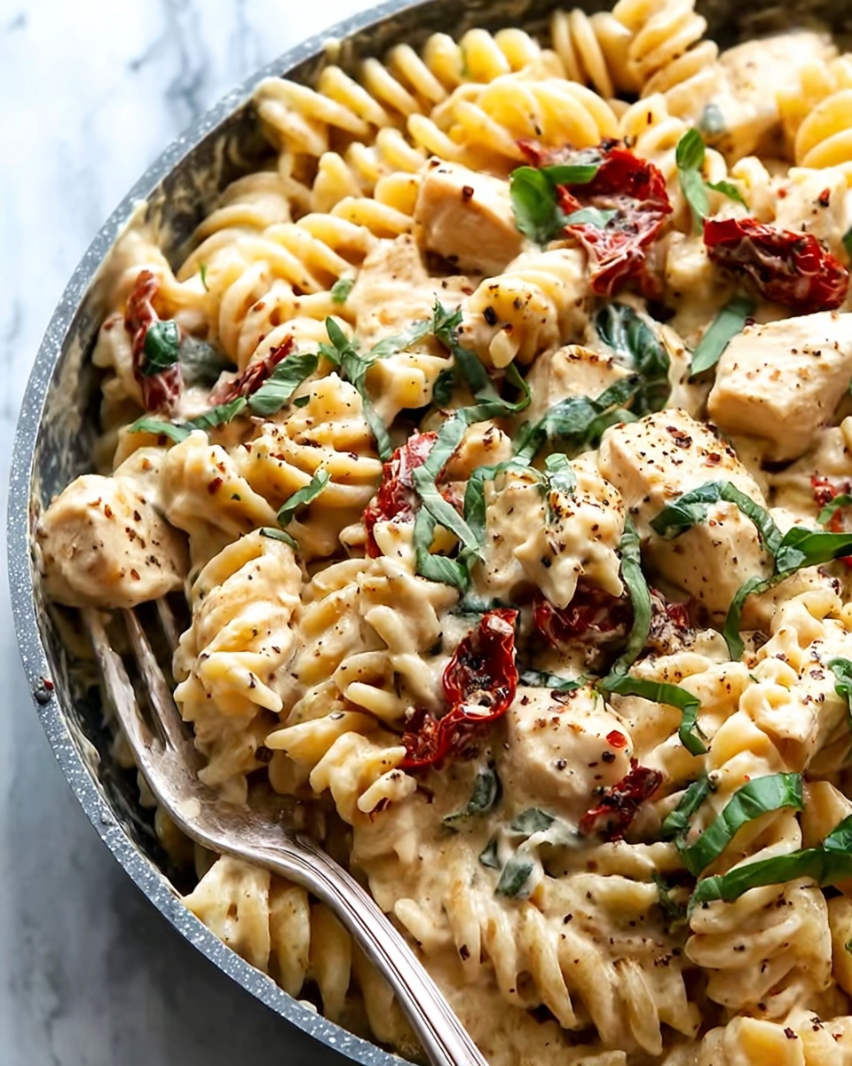 One-Pot Creamy Sun-Dried Tomato Chicken Pasta Recipe - Recipe Image