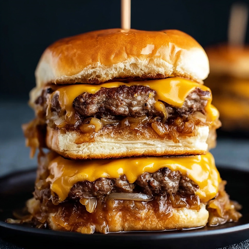 Ultimate Beef and Pork Sliders with Melted American Cheese Recipe - Recipe Image