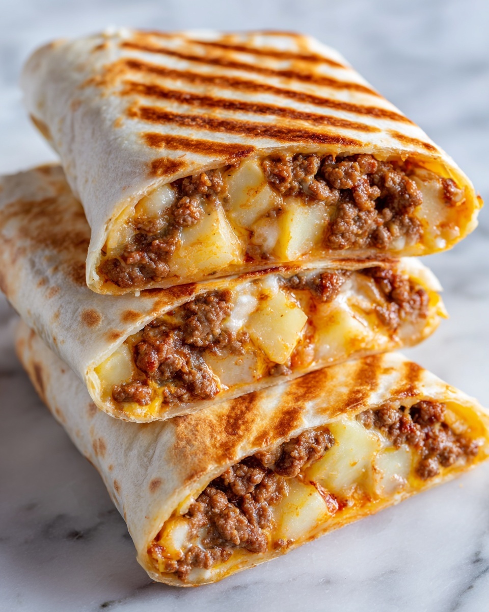 Cheesy Potato Burritos with Beef Recipe - Recipe Image