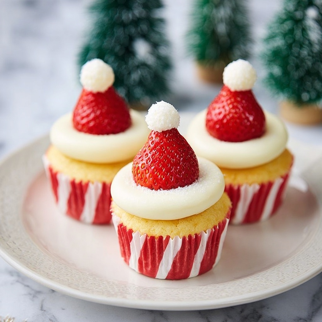 Santa Hat Cupcakes Recipe - Recipe Image
