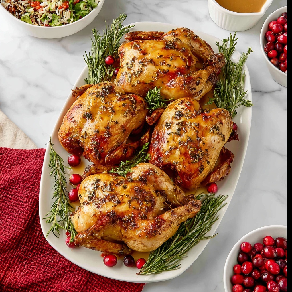 Christmas Stuffed Cornish Hens with Wild Rice and Apple Cranberry Filling Recipe - Recipe Image