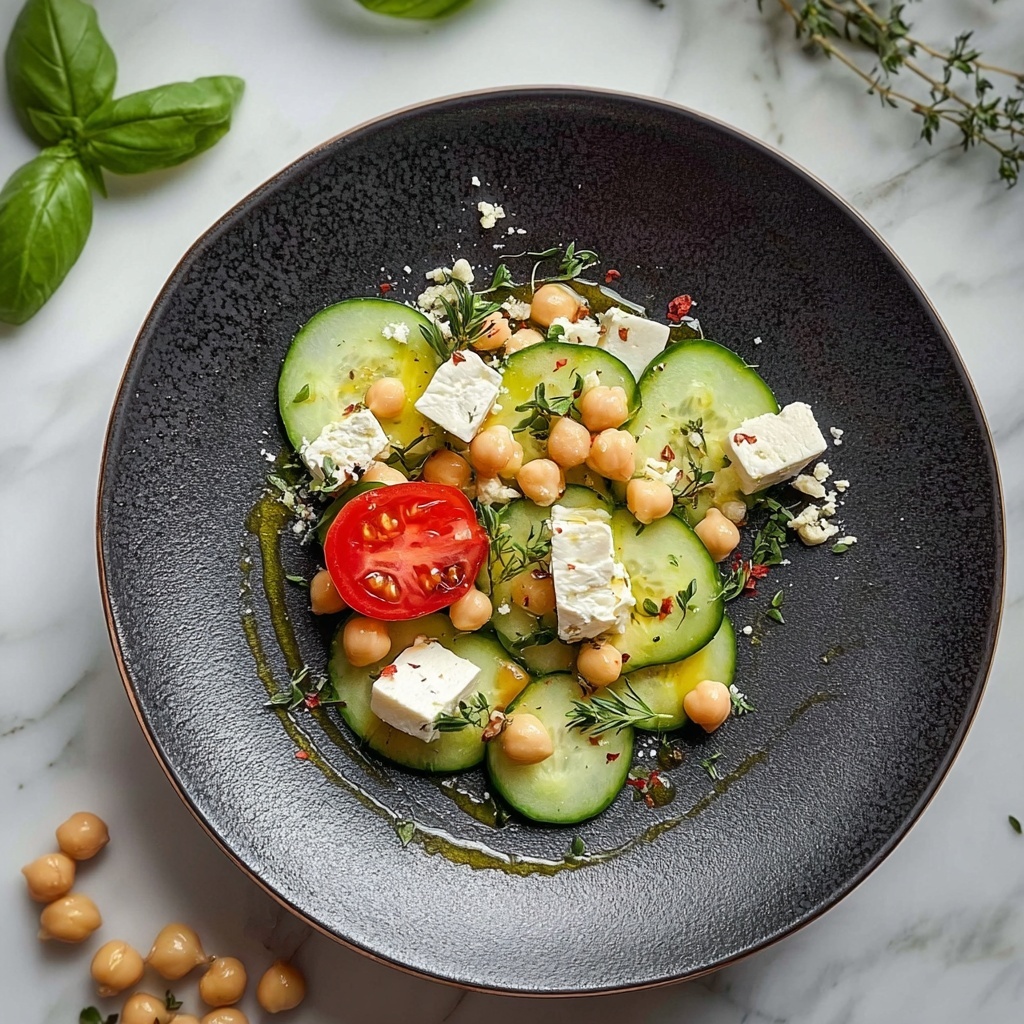 Herby Cucumber Salad with Feta and Chickpeas Recipe - Recipe Image