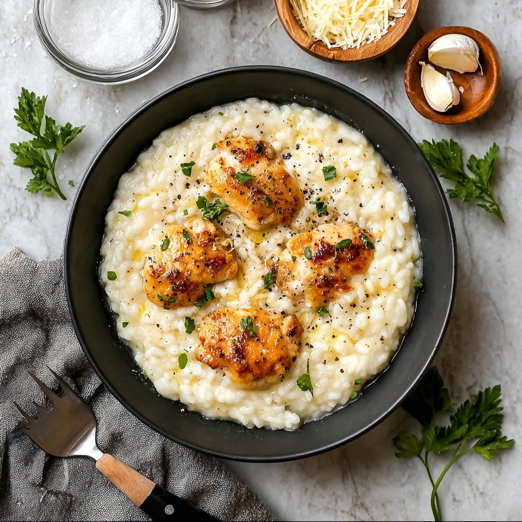One-Pan Creamy Parmesan Chicken and Rice Recipe - Recipe Image