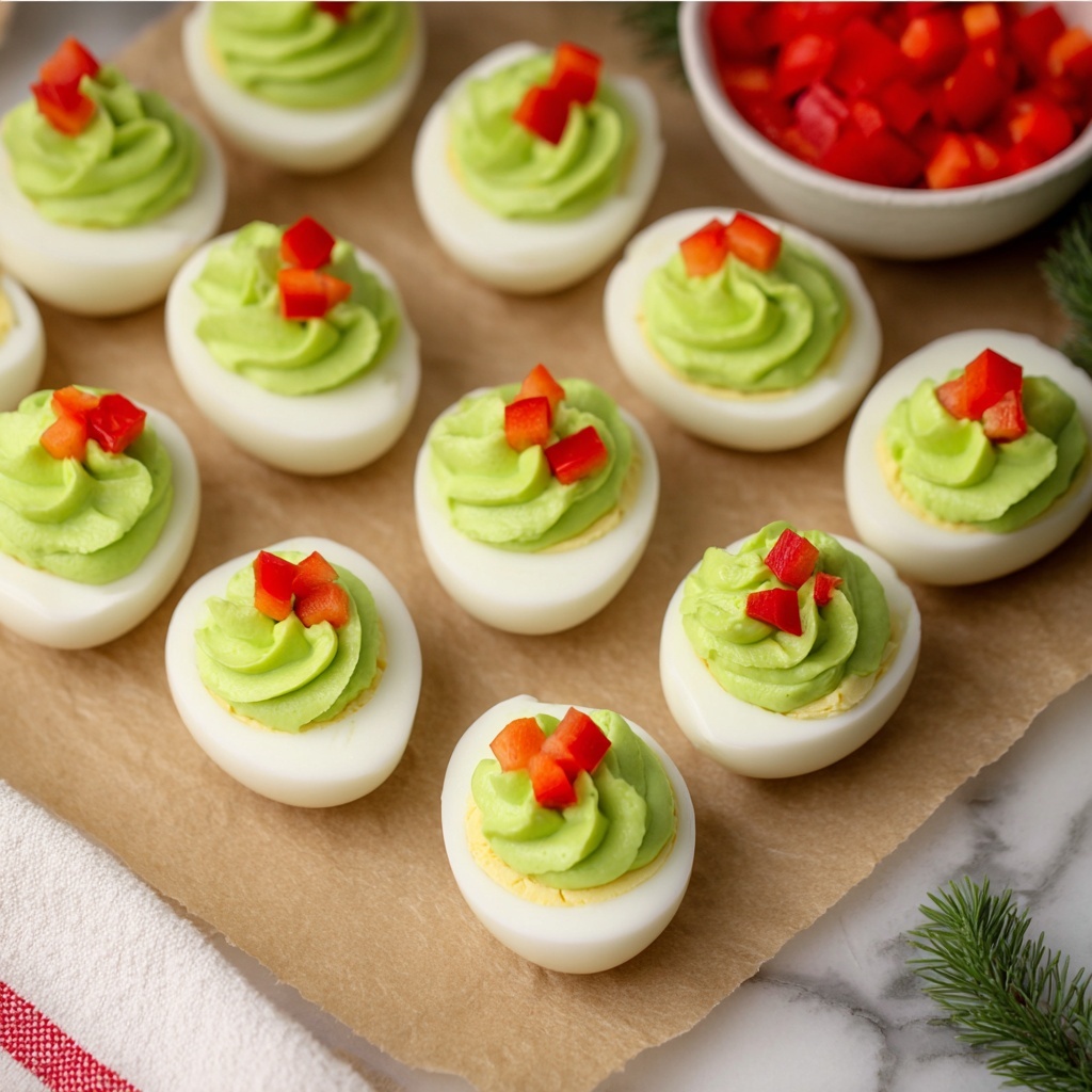 Christmas Wreath Deviled Eggs Recipe - Recipe Image