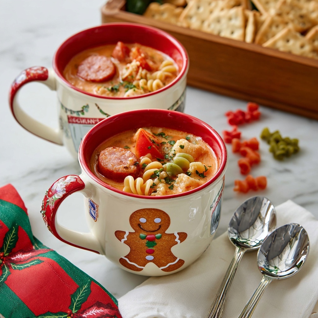 Christmas Soup with Pasta, Tomatoes, and Cheese Recipe - Recipe Image