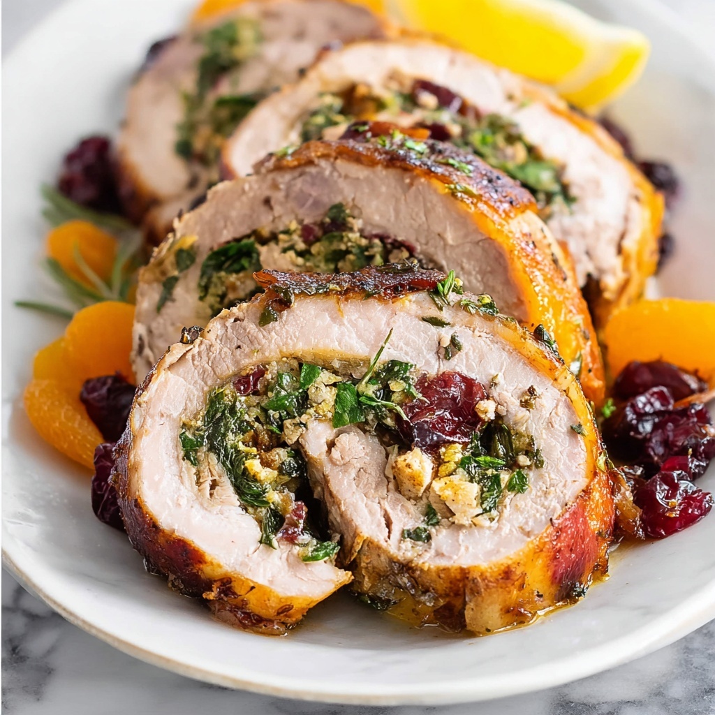 Stuffed Pork Tenderloin with Spinach, Dried Fruit, and Balsamic Glaze Recipe - Recipe Image