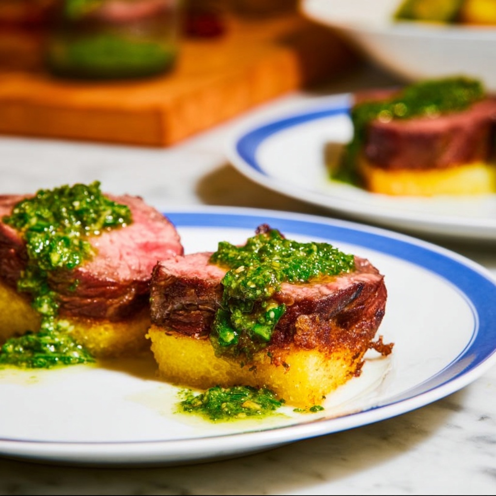 Steak and Chimichurri Toasts Recipe - Recipe Image