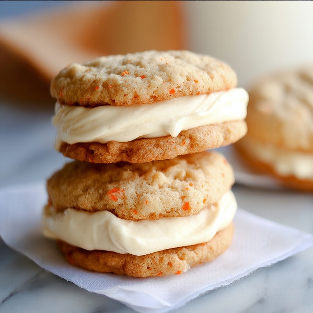 Carrot Cake Cookie Sandwiches with Cream Cheese Frosting Recipe - Recipe Image