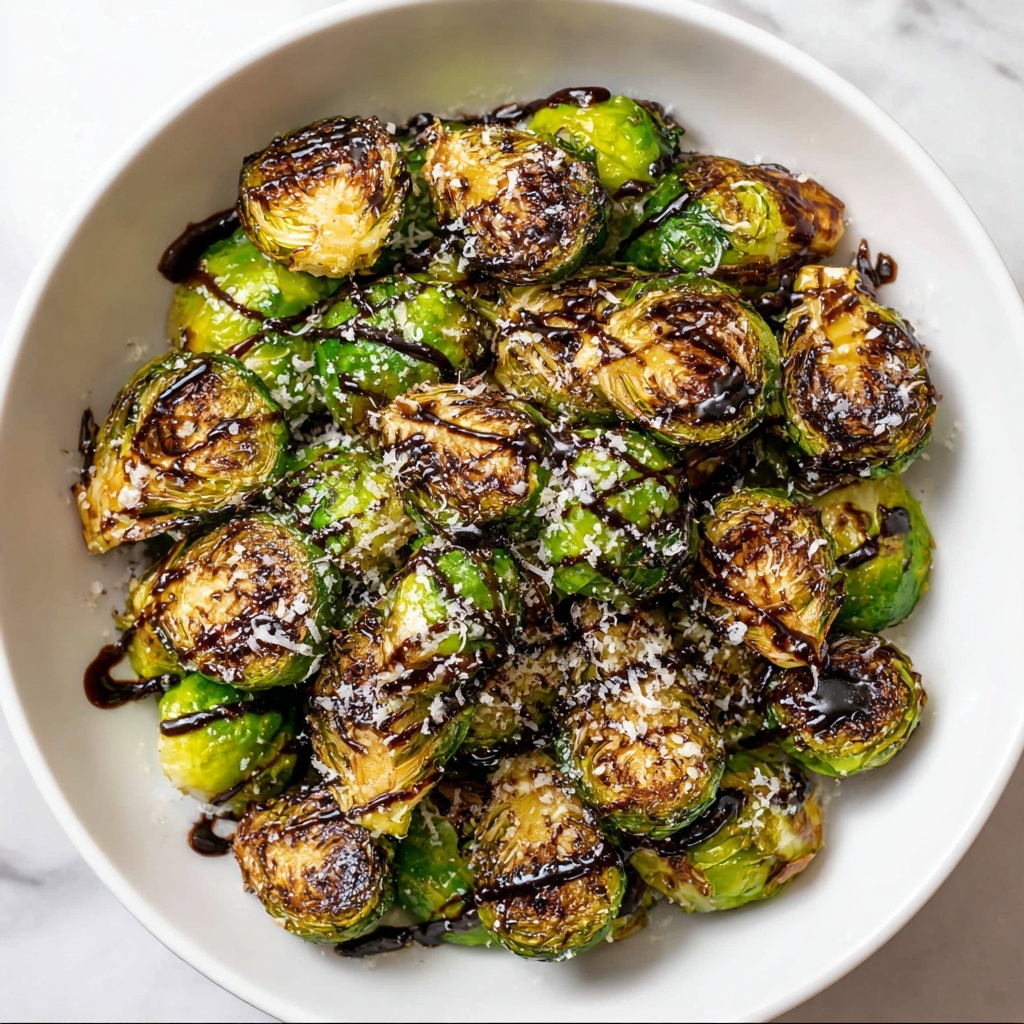 Air Fryer Brussels Sprouts with Parmesan and Balsamic Glaze Recipe - Recipe Image