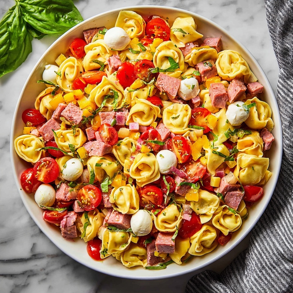 Tortellini Pasta Salad with Fresh Mozzarella, Salami, and Herb Vinaigrette Recipe - Recipe Image