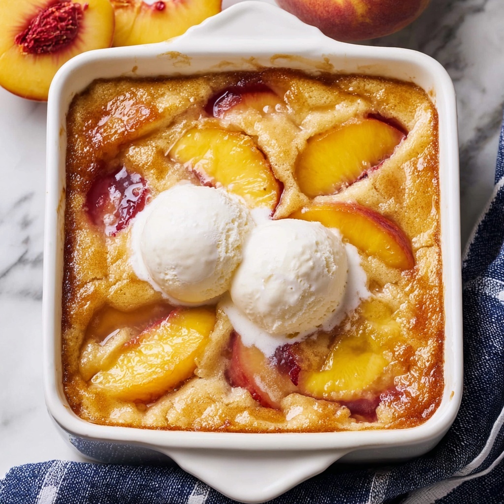 Sweet Peach Cobbler with Vanilla Ice Cream Recipe - Recipe Image