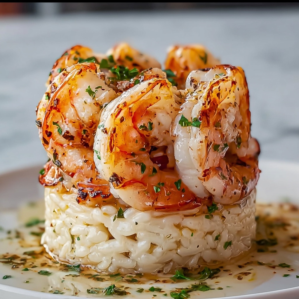 Garlic Butter Shrimp and Rice Stack Recipe - Recipe Image