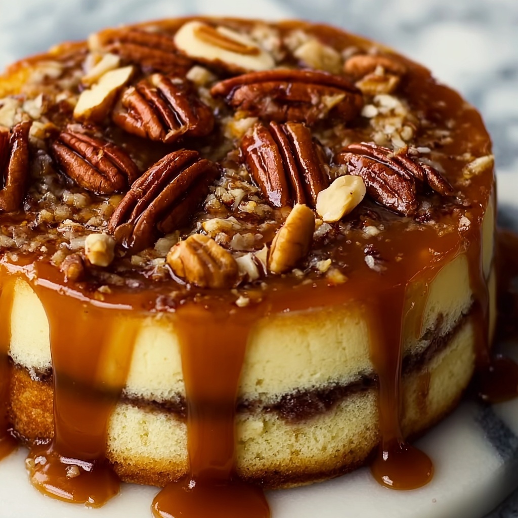Pecan Caramel Cinnamon Roll Cream Cheese Pound Cake Recipe - Recipe Image