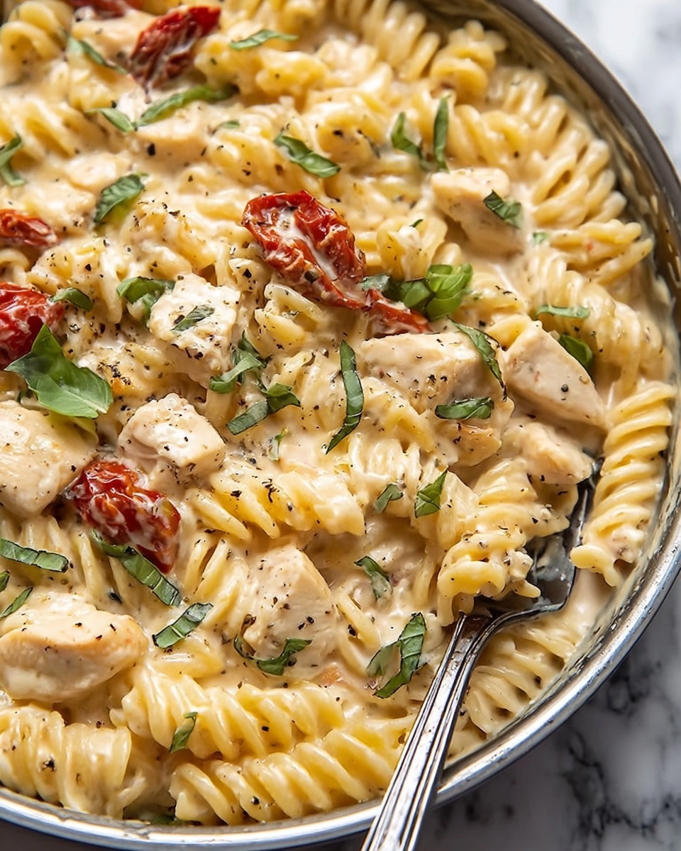 One-Pot Creamy Sun-Dried Tomato Chicken Pasta Recipe - Recipe Image