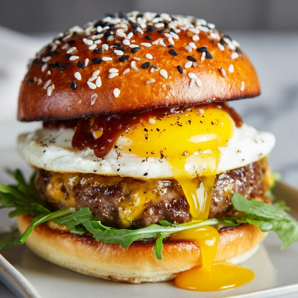 Burger with Fried Egg and Special Sauce Recipe - Recipe Image