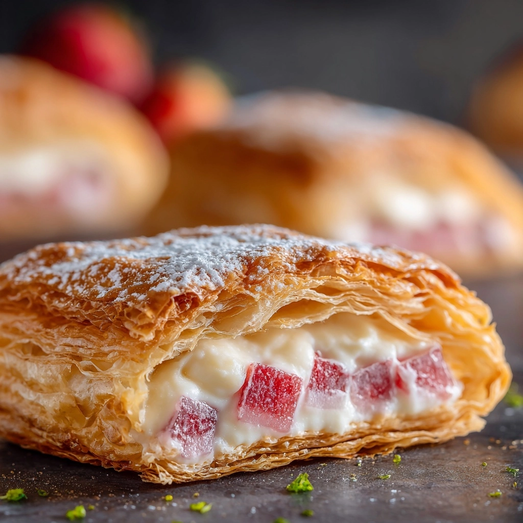 Rhubarb Cream Cheese Puff Pastries Recipe - Recipe Image