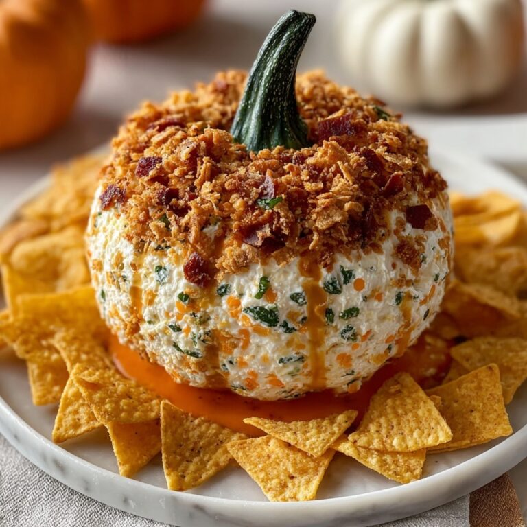 Pumpkin-Shaped Cheese Ball with Nacho Chips Recipe