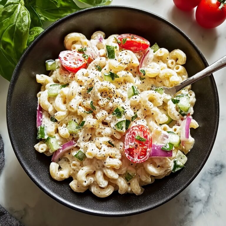 Creamy Macaroni Salad with Fresh Vegetables and Hard-Boiled Eggs Recipe
