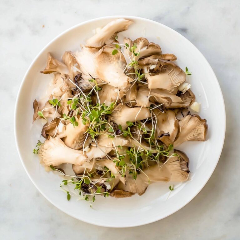 Pan Fried Oyster Mushrooms with Garlic, Thyme, and Microgreens Recipe