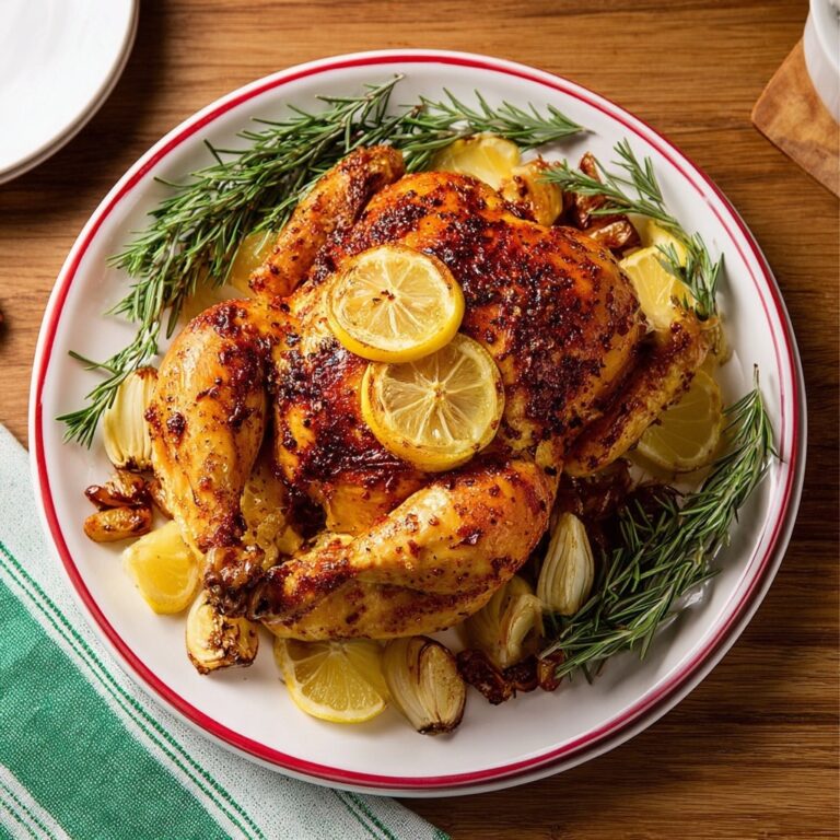 Holiday Roasted Whole Chicken with Garlic, Lemon, and Rosemary Recipe