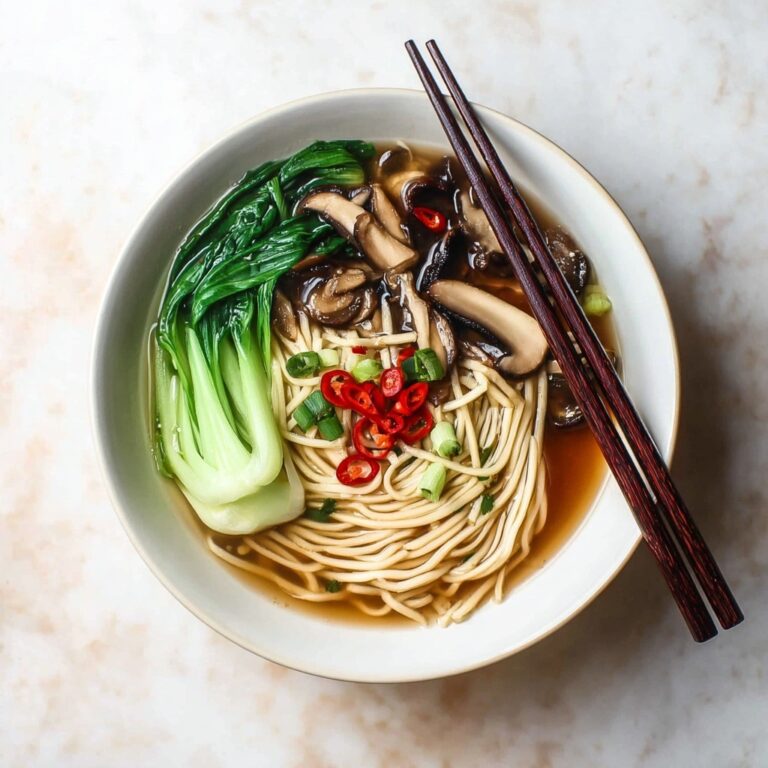 Udon Noodle Soup with Mushrooms and Baby Bok Choy Recipe