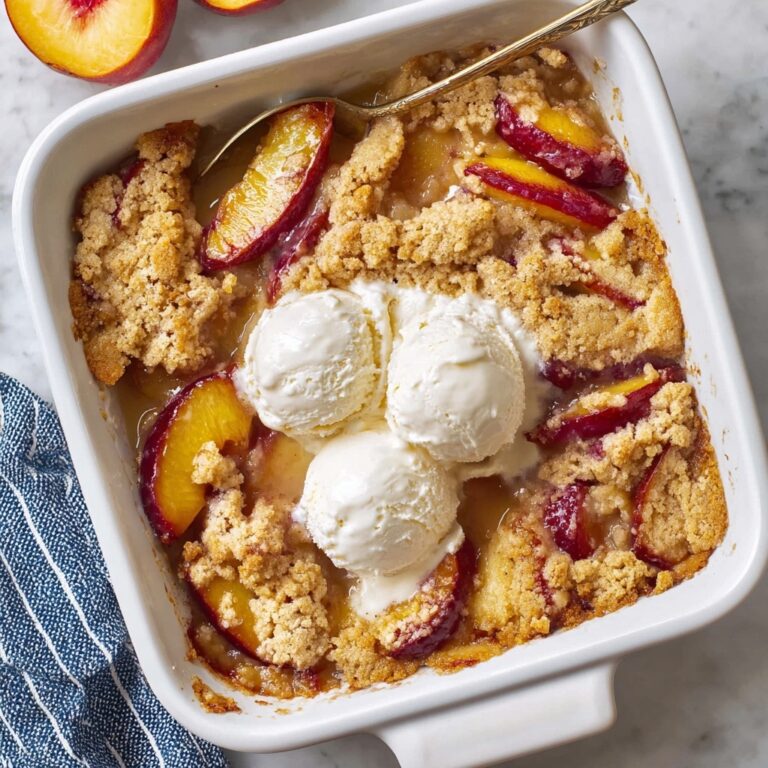 Sweet Peach Cobbler with Vanilla Ice Cream Recipe