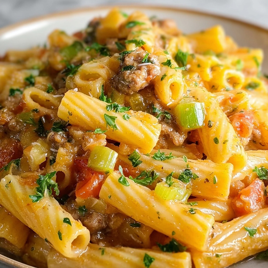 Rotel Pasta Recipe with Velveeta, Ground Chuck, and Cajun Seasoning Recipe - Recipe Image