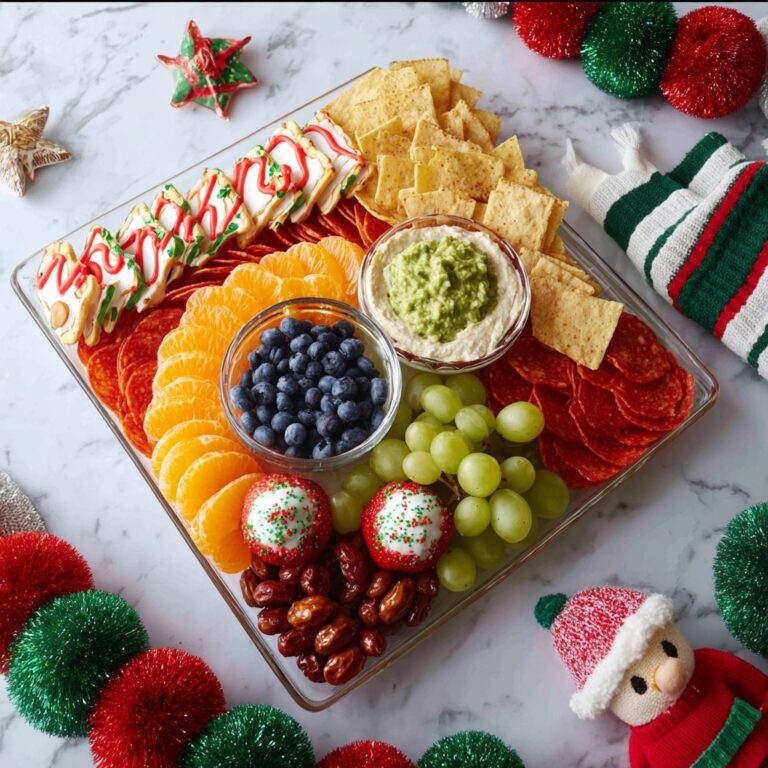 Christmas Charcuterie Board with Holiday Snacks and Festive Decor Recipe