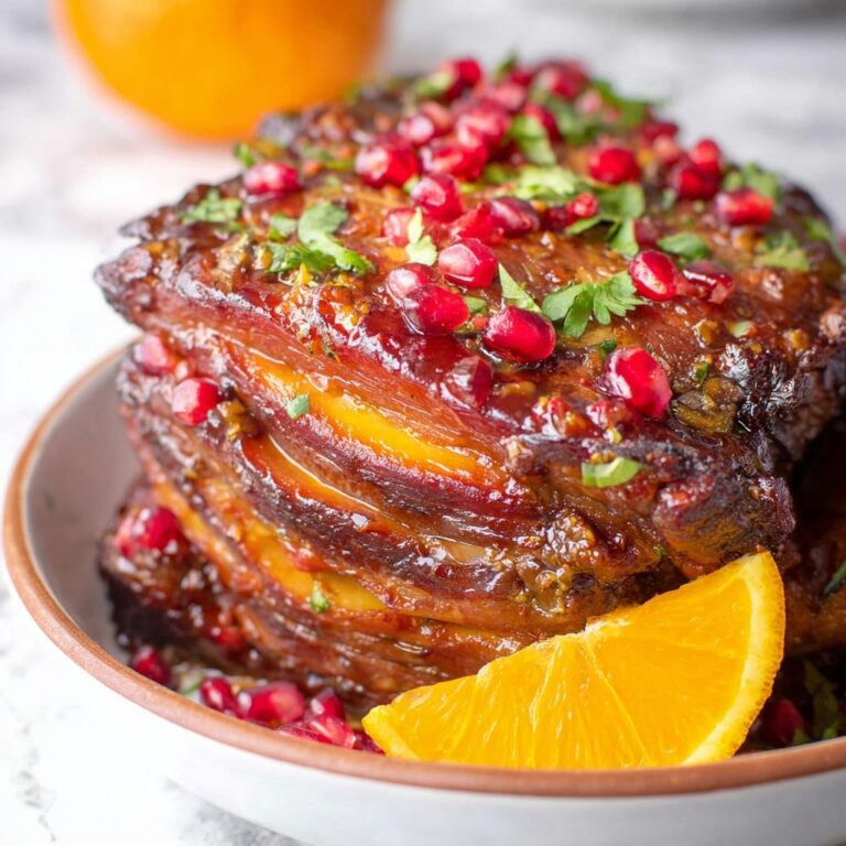 Orange Glazed Christmas Ham with Pomegranate Seeds Recipe