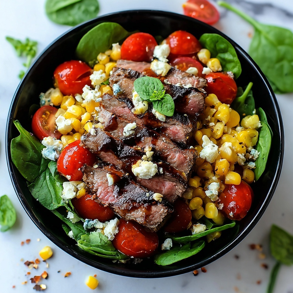 Balsamic Steak Gorgonzola Salad with Grilled Corn Recipe - Recipe Image