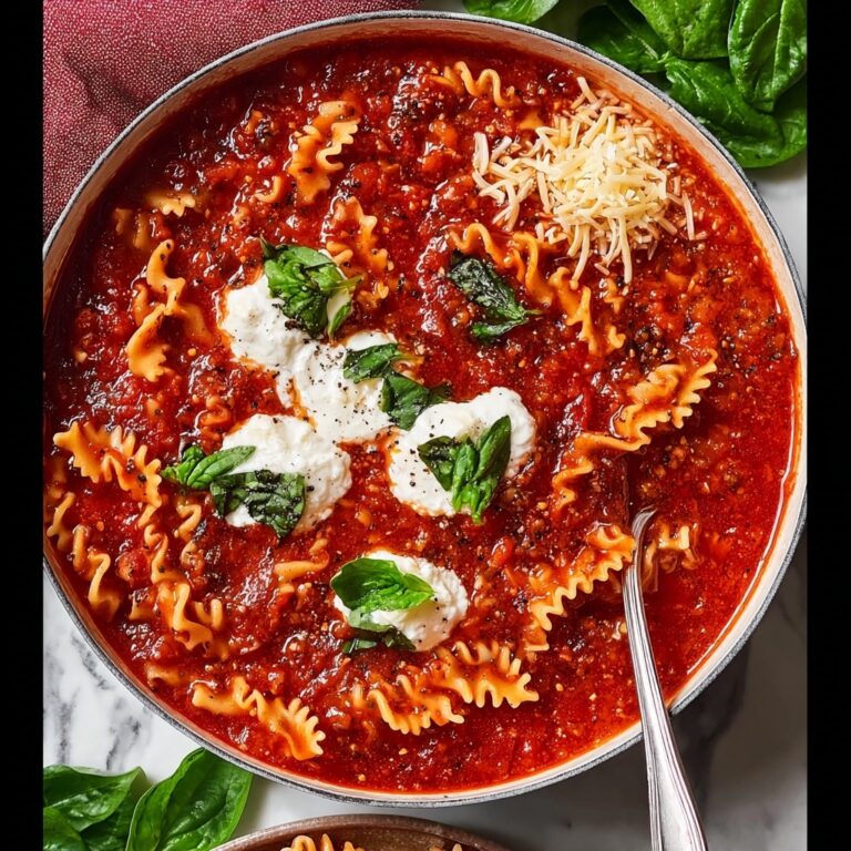 Lasagna Soup with Ricotta and Mozzarella Recipe