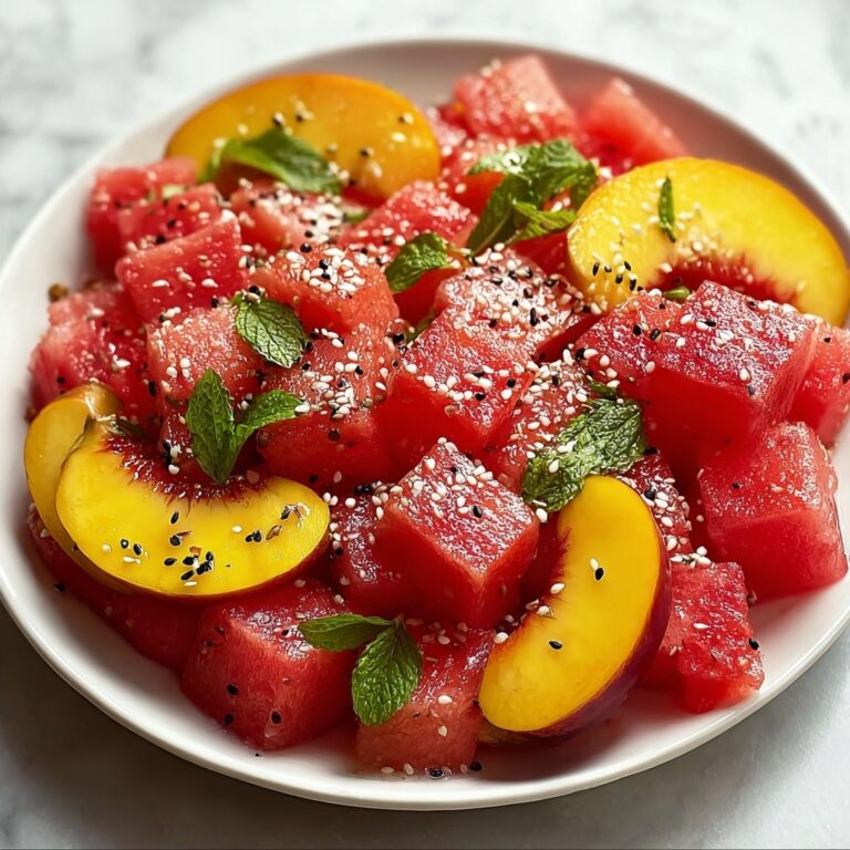 Peach Watermelon Salad with Fresh Herbs and Feta Recipe