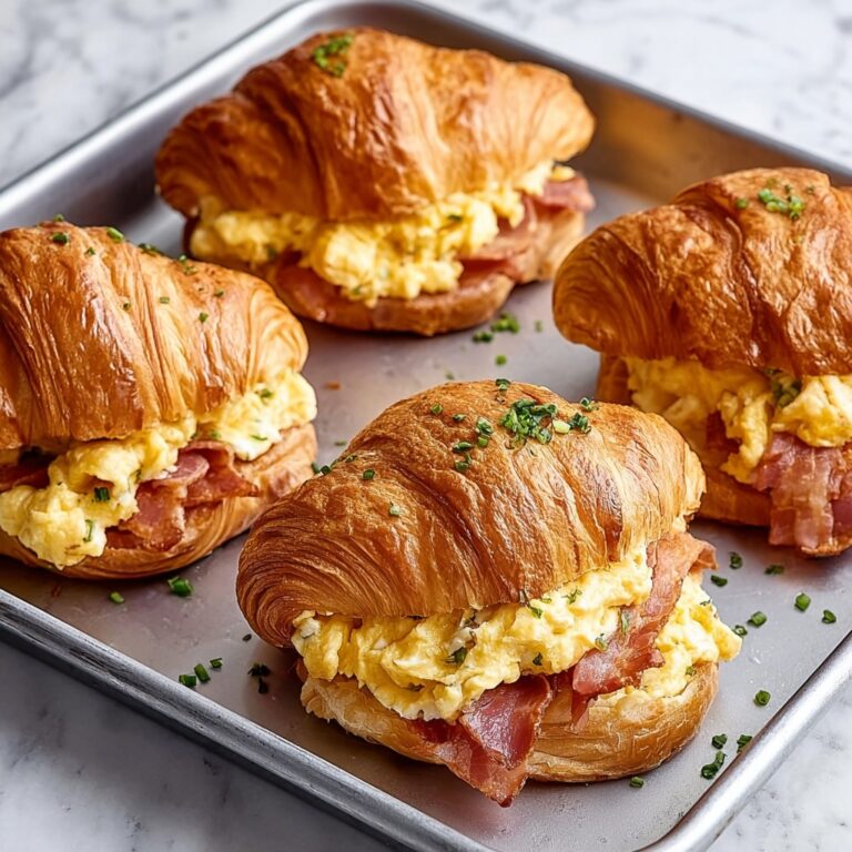 Croissant Breakfast Sandwiches with Dijon Honey Spread and Scrambled Eggs Recipe