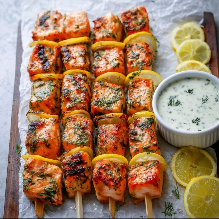 Garlic & Lemon Salmon Kabobs Recipe