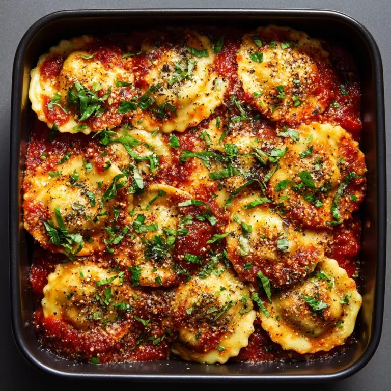 Easy Tomato Spinach Ravioli Bake Recipe