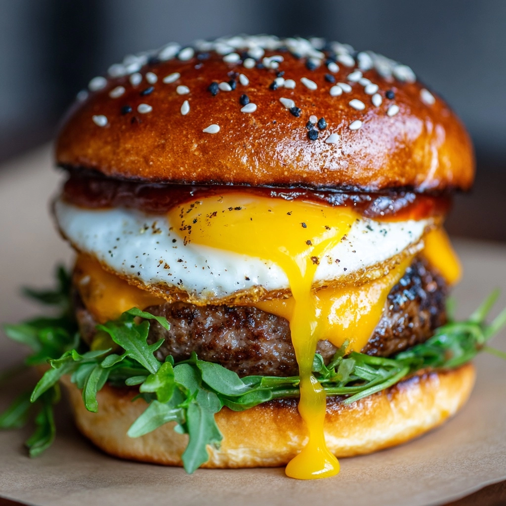 Burger with Fried Egg and Special Sauce Recipe - Recipe Image