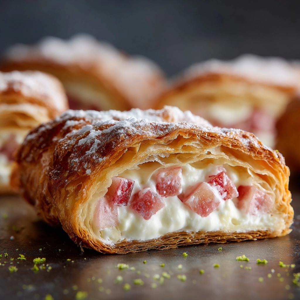 Rhubarb Cream Cheese Puff Pastries Recipe - Recipe Image